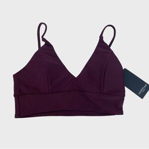 Lanston Sport Dark Purple Galaxy V-neck Coen Sports Bra NWT Size S